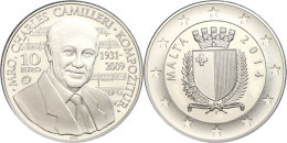 10 Euro, 2014, Charles Camillerie, Mit Zertifikat In Ausgabeschatulle, PP.  PP10 Euro, 2014, Charles... - Malte