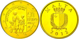 50 Euro, Gold, 2012, Les Gavroches, Ca. 5,95g Fein, Auflage Nur 2000 Stück, Schön 146, KM 146, Mit... - Malta