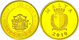 50 Euro, Gold, 2010, Auberge De Castille, Ca. 5,95g Fein, Auflage Nur 3000 Stück, Schön 139, KM 141, Mit... - Malta