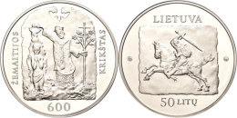 50 Litu, 2013, 600. Jahrestag Der Taufe Von Samogitien, Im Papieretui Mit Kapsel Und Zertifikat, Fingerabdruck,... - Litouwen