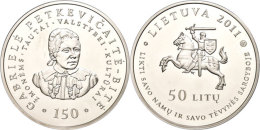 50 Litu, 2011, Gabriel E Patkevicaite, KM 174, Schön 102, Im Papieretui Mit Kapsel Und Zertifikat, PP. ... - Litouwen