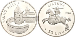 50 Litu, 2008, Burg Von Kaunas, KM 155, Schön 87, Im Papieretui Mit Kapsel Und Zertifikat, Kleiner... - Lituania