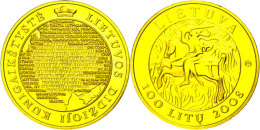 100 Litu, Gold, 2008, 1000 Jahre Litauen - Großfürstentum, KM 156, Schön 89, Im Etui Mit OVP Und... - Lituanie