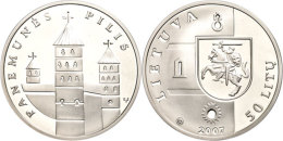 50 Litu, 2007, Burg Von Panemune, KM 150, Schön 83, Im Papieretui Mit Kapsel Und Zertifikat, Auflage Nur 5.000... - Lituanie