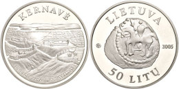 50 Litu, 2005, Wehrburgen Von Kerave, KM 143, Schön 73, Im Papieretui Mit Kapsel Und Zertifikat, Auflage Nur... - Lituania