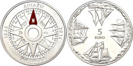 5 Euro, 2014, 150 Jahre Marineschule Ainazi, Im Etui Mit Kapsel Und Zertifikat, Auflage Nur 5.000 Stück, PP. ... - Letonia