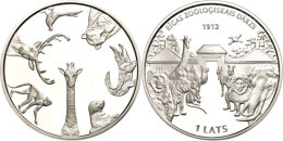 1 Lats, 2012, 100 Jahre Zoologischer Garten In Riga, KM 129, Schön 129, Im Etui Mit Kapsel Und Zertifikat,... - Lettonie