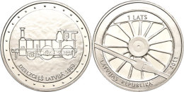 1 Lats, 2011, 150 Jahre Eisenbahn In Lettland, KM 125, Schön 124, Im Etui Mit Kapsel Und Zertifikat, Auflage... - Lettonie