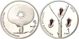 1 Lats, 2010, Unabhängigkeitserklärung Lettlands 1990 - Tampondruck, KM 113, Schön 110, Im Etui Mit... - Letonia