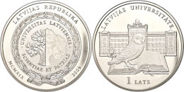 1 Lats, 2009, 90 Jahre Lettische Nationaluniversität, KM 103, Schön 104, Im Etui Mit Kapsel Und... - Lettonie