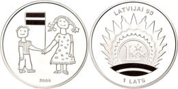 1 Lats, 2008, 90. Jahrestag Der Unabhängigkeit Lettlands, KM 99, Schön 98, Im Etui Mit Kapsel Und... - Letland