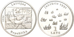 1 Lats, 2006, 15 Jahre Unabhängigkeit Lettlands, KM 78, Schön 77, Im Etui Mit Kapsel Und Zertifikat,... - Letland