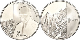 1 Lats, 2005, Janis Plieksans, KM 68, Schön 74, Im Etui Mit Kapsel Und Zertifikat, Auflage Nur 5.000... - Letonia