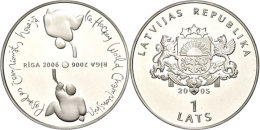 1 Lats, 2005, 70. Eishockey - WM Der Herren In Lettland, KM 76, Schön 73, Im Etui Mit Kapsel Und Zertifikat,... - Lettonie