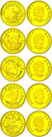 2013, Gold-Set Zu 5x 5 Dollars, Oh Kanada Tiermotive - Teil 1, Schön 1235 - 1239, In Holzschatulle Mit OVP Und... - Canada