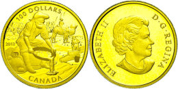 100 Dollars, Gold, 2012, 150 Jahre Cariboo - Goldrausch, KM 1219, Schön 1133, Im Etui Mit OVP Und Zertifikat,... - Canada