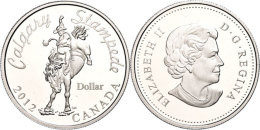 1 Dollar, 2012, 100 Jahre Calgary Stampede Pferd, Im Etui Mit OVP Und Zertifikat, Auflage Nur 10.000 Stück,... - Canada