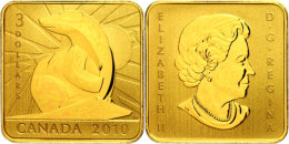 3 Dollars, 2010, Naturschutz - Eisbär Vor Nordlicht (vergoldet), KM 1051, Schön A899, Im Etui Mit OVP Und... - Canada