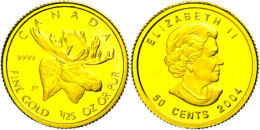 50 Cent, Gold, 2004, Goldbarrenmünze - Elch, KM 526, Schön 580, Im Etui Mit Kapsel Und Zertifikat,... - Canada