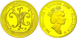 200 Dollars, Gold, 1999, Kunst Der Ureinwohner In Kanada, KM 358, Schön 351, Im Etui Mit OVP Und Zertifikat,... - Canada