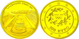 100 Euro, Gold, 2004, Kallimarmaron (1896) Auf Dem Ardettos, KM 198, Schön 157, Im Etui Mit OVP Und... - Grèce