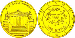 100 Euro, Gold, 2004, Akademie Von Athen, KM 207, Schön 160, Im Etui Mit OVP Und Zertifikat, 10g Fein, PP. ... - Grèce