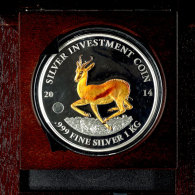 10.000 Francs CFA, 2014 The African Springbok - Giant, 1 Kg Silber, PP In Holzbox  PP10. 000 Franc CFA, 2014... - Gabón