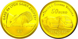 50 Euro, Gold, 2012, Eisenbahnen In Frankreich - TGV Sud Est Und TGV Duplex, KM 1914, Schön 1321, Im Etui Mit... - Otros & Sin Clasificación