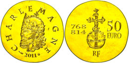 50 Euro, Gold, 2011, Französische Regenten - Charlemagne, KM 1803, Schön 1195, Im Etui Mit OVP Und... - Otros & Sin Clasificación
