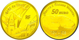 50 Euro, Gold, 2011, Eisenbahnen In Frankreich - TGV Und ICE, KM 1817, Schön 1220, Im Etui Mit OVP Und... - Otros & Sin Clasificación