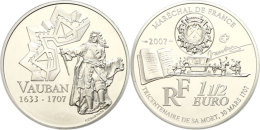 1,5 Euro, 2007, Sebastien Le Prestre De Vauban, KM 1462, Schön 911, Im Etui Mit OVP Und Zertifikat, Auflage... - Autres & Non Classés