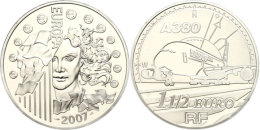 1,5 Euro, 2007, Europäische Währungsunion - Airbus A380, KM 1479, Schön 889, Im Etui Mit OVP Und... - Autres & Non Classés