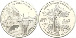 1,5 Euro, 2007, 400 Jahre Pont Neuf In Paris, KM 1492, Schön 914, Im Etui Mit OVP Und Zertifikat, Auflage Nur... - Autres & Non Classés