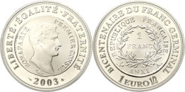1,5 Euro, 2003, 200 Jahre Französischen Münzreform Von 1803, KM 1351, Schön 719, Im Etui Mit OVP Und... - Autres & Non Classés