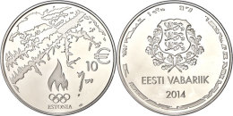 10 Euro, 2014, XXII. Olympische Spiele In Sochi, Im Etui Mit Kapsel Und Zertifikat, Auflage Nur 7.500 Stück,... - Estonia