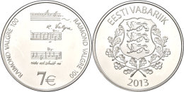 7 Euro, 2013, Raimond Valgre, Im Etui Mit Kapsel Und Zertifikat, PP.  PP7 Euro, 2013, Raimond Valgre, In The... - Estonie