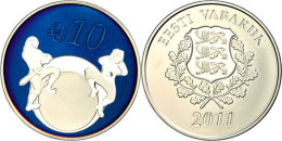 10 Euro, 2011, Estland Als Mitglied Der EU Währungsunion, KM 71, Schön 65, Im Etui Mit Kapsel Und... - Estonie