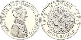 500 Kronen, 2012, Margrethe 40 Jahre, Mit Zertifikat In Ausgabeschatulle, PP.  PP500 Coronas, 2012, Margrethe... - Danemark