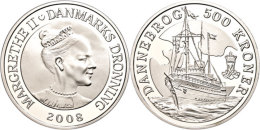 500 Kronen, 2008, Yacht Dannebrog, KM 929, Mit Zertifikat In Ausgabeschatulle, PP.  PP500 Coronas, 2008, Yacht... - Dinamarca