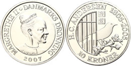 10 Kronen, 2007, Nachtigall Auf Kirschzweig, KM 922, Mit Zertifikat In Ausgabeschatulle, PP.  PP10 Coronas,... - Danemark