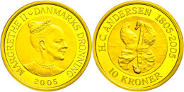 10 Kronen, Gold, 2005, Das Hässliche Entlein, 7,78g Fein, KM 907, Mit Zertifikat In Ausgabeschatulle, PP. ... - Danemark