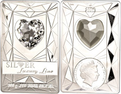 20 Dollars, 2014, 100 Gr. Silberbarrenform, Silver-Luxury-Line, Elisabeth II. Mit Swarowski-Kristall, PP In... - Islas Cook