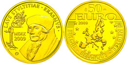 50 Euro, Gold, 2009, 500 Jahre Lob Der Torheit - Desiderius Erasmus, KM 286, Schön 268, Im Etui Mit Kapsel... - Otros & Sin Clasificación