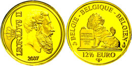 12,5 Euro, Gold, 2007, Leopold II. König Der Belgier, KM 265, Schön 239, In Kapsel Mit Zertifikat,... - Autres & Non Classés