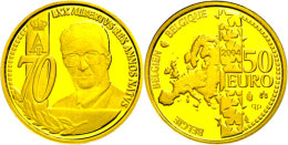 50 Euro, Gold, 2004, 70. Geburtstag Von König Albert II., KM 250, Schön 215, Im Etui Mit Kapsel Und... - Autres & Non Classés