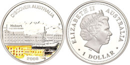 1 Dollar, 2008, Australien Entdecken - Hobart (Tampondruck), KM 1021, Schön 1255, Im Etui Mit OVP Und... - Otros & Sin Clasificación