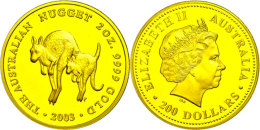 200 Dollars, Gold, 2003, Känguru, 2 Unzen Gold, Auflage Lt. Schön Nur Max. 200 Stück! Schön... - Autres & Non Classés