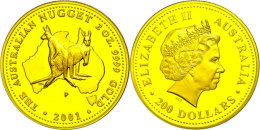 200 Dollars, Gold, 2001, Känguru, 2 Unzen Gold, Auflage Lt. Schön Nur Max. 300 Stück! Schön... - Andere & Zonder Classificatie