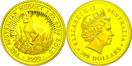 200 Dollars, Gold, 2000, Känguru, 2 Unzen Gold, Auflage Lt. Schön Nur Max. 275 Stück! Schön... - Autres & Non Classés