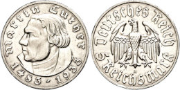 5 Reichsmark, 1933 A, Zum 450. Geburtstag Von Martin Luther, Min. Rf, Vz+, Katalog: J. 353 5 Reichmark, 1933 A,... - Otros & Sin Clasificación